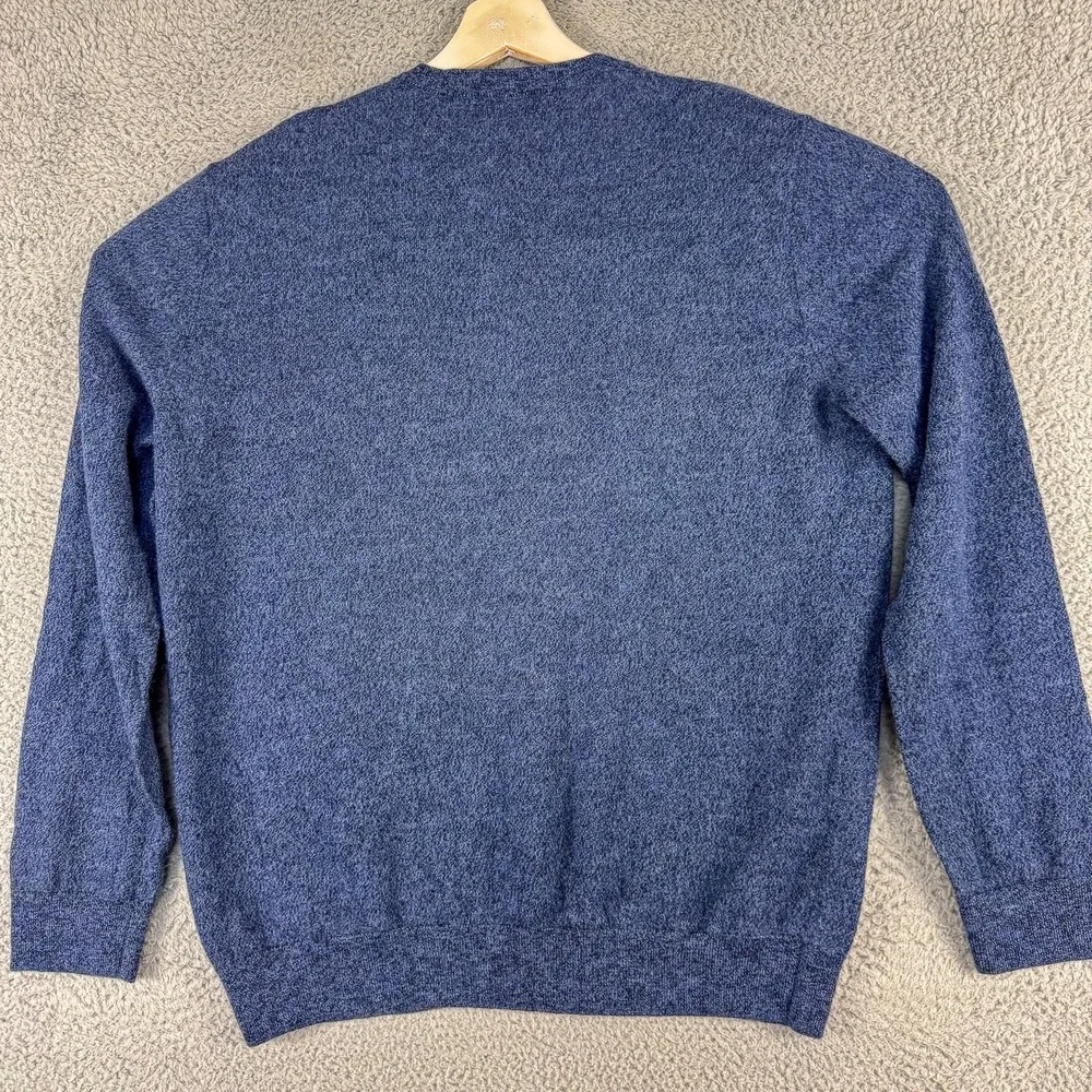 Banana Republic Sweater‎ Mens XL Blue 100% Merino Wool V Neck Pullover Knit